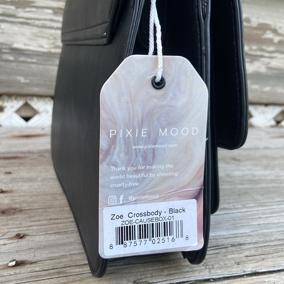 New! Pixie Mood Zoe Crossbody Bag Purse in Black Vegan Leather - Picture 9 of 13